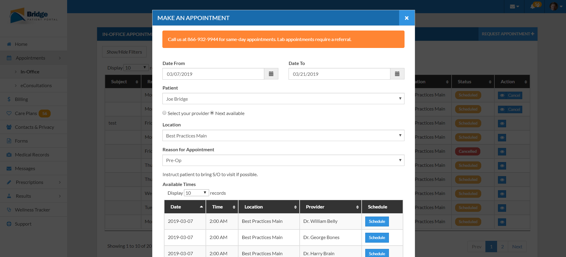 HIPAA-Compliant Appointment Self-Scheduling Solution